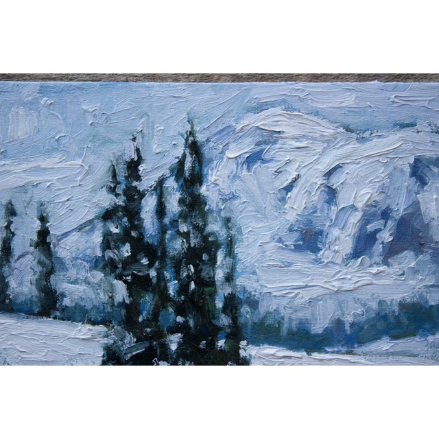 Traditional "Mt. Rainier Paradise" Contemporary Winter Landscape Oil Painting For Sale - Image 3 of 12