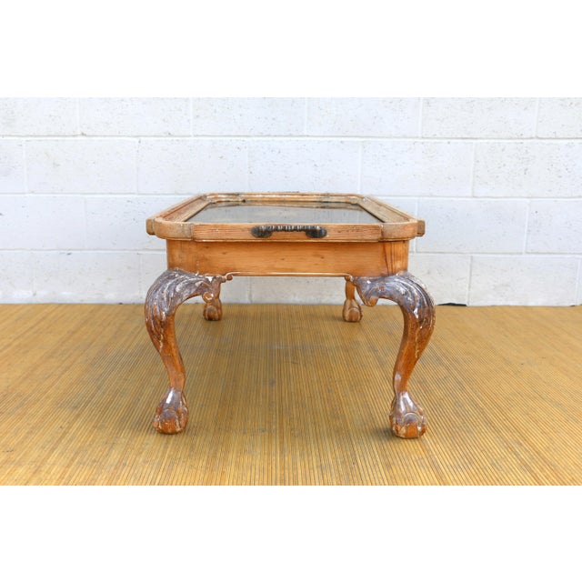 Vintage Chippendale Brass and Pine Tray Coffee Table For Sale - Image 4 of 12