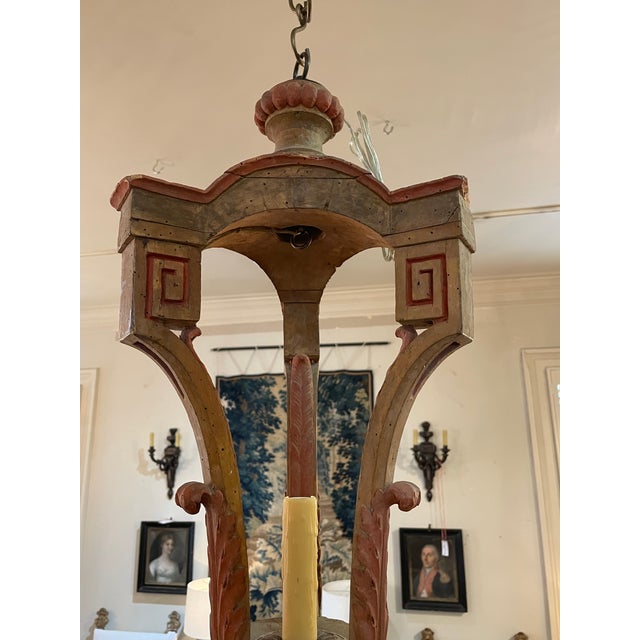 Mid 20th Century Mid 20th Century Louis XVI Style Hand Carved Wooden Lantern For Sale - Image 5 of 6