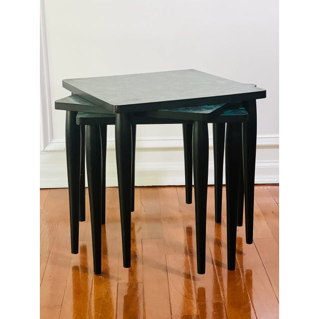 1960s Mid 20th Century Faux Agate Laminate Stacking Tables For Sale - Image 5 of 12
