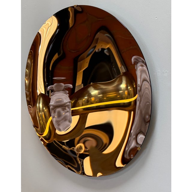 Italian Rose Gold Convex Mirror, 1970s For Sale - Image 3 of 8
