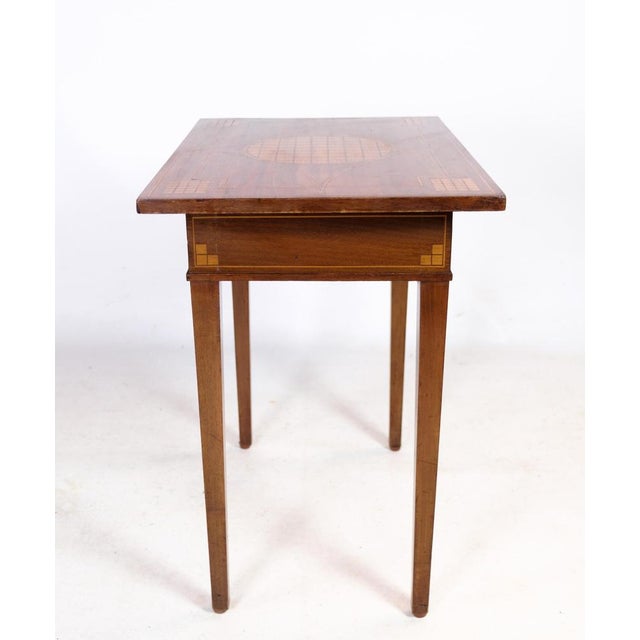 Brown Side Table in Mahogany & Walnut Marquetry, 1920s For Sale - Image 8 of 9