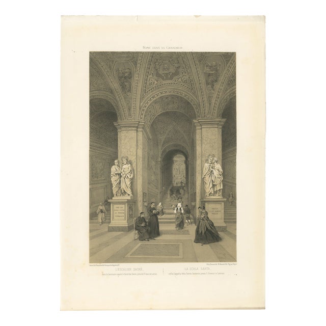 Benoist, The Holy Staircase (Scala Santa), Rome Sacred Interior Scene, 1868, Print For Sale