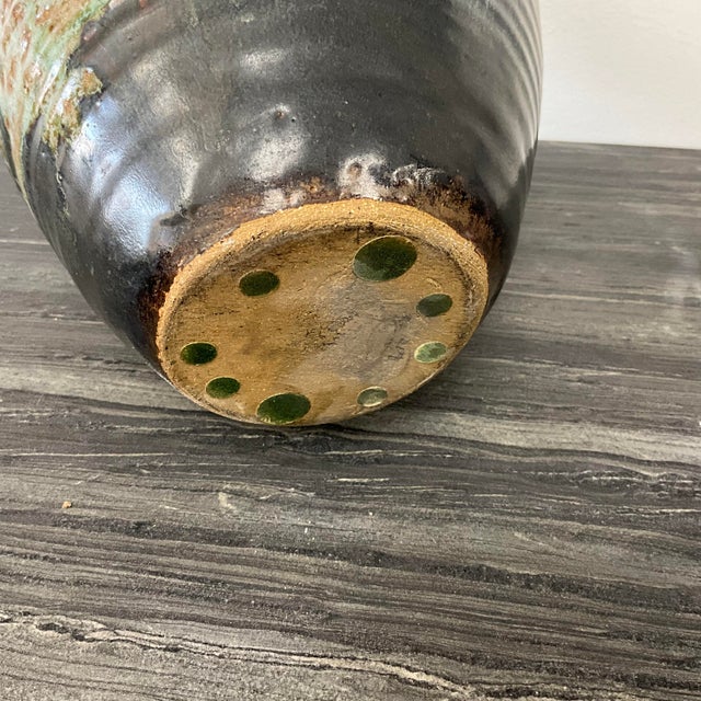 Brown Unsigned Mid-Century Studio Pottery Vase With Drip Glaze For Sale - Image 8 of 8
