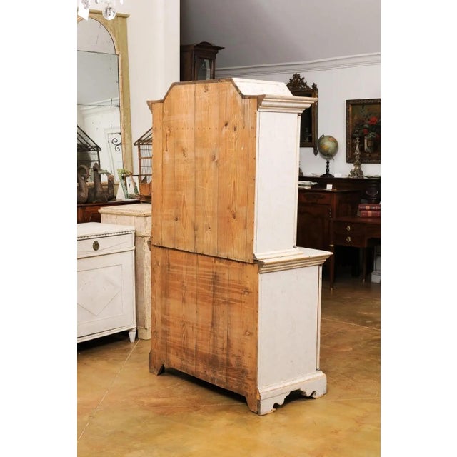 Swedish Baroque Period 1760 Painted Two-Part Cabinet with Four Doors For Sale - Image 10 of 13