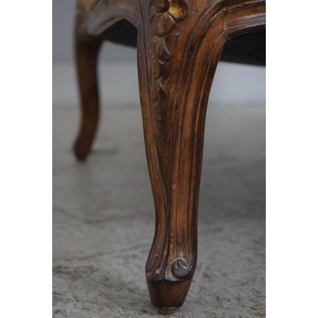 Austoria French Louis XV Wide Seat Bergere Chair W. Ottoman For Sale - Image 10 of 18