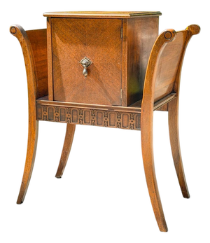 Vintage Art Deco Neoclassical Mahogany Copper-Lined Humidor Magazine Side Table