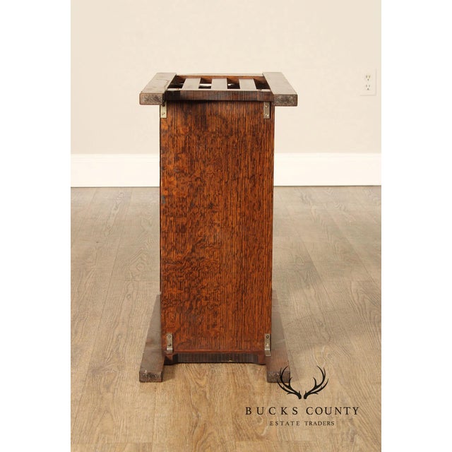 Wood Mission Oak Arts & Crafts Magazine Stand Book Trough For Sale - Image 7 of 7
