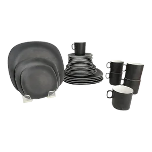 1970s Block Langenthal Salad Plates and Bread Plates in Matte Black, 30 Pieces