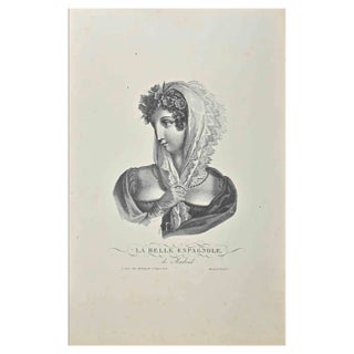 Noel François Bertrand, The Spanish Beauty, Etching, 19th Century For Sale