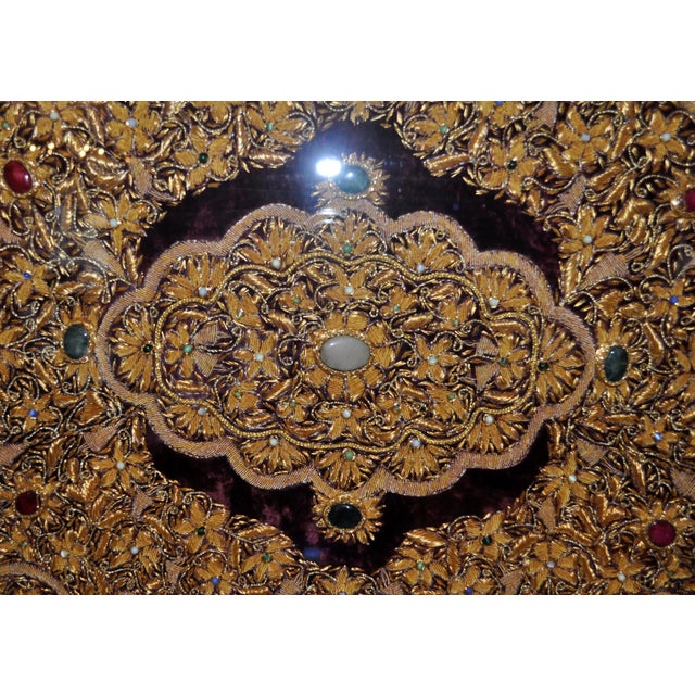 1990s Wall Art Oversized Framed Silk Rug Decorated With Natural Stones For Sale - Image 4 of 10