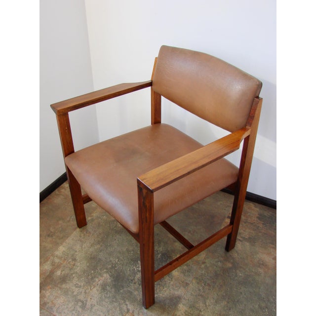 Brown Vintage Scandinavian Armchair in Rosewood and Leather, 1960s For Sale - Image 8 of 14