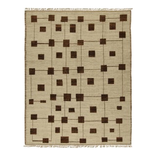 Rug & Kilim’s Modern Rug with Beige-brown Geometric Patterns - 12x15 For Sale