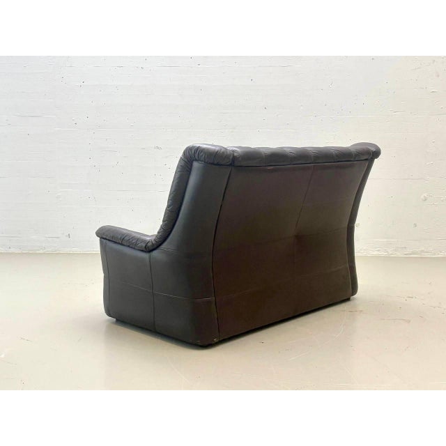 Vintage Black Leather Sofa, 1970s For Sale - Image 4 of 15