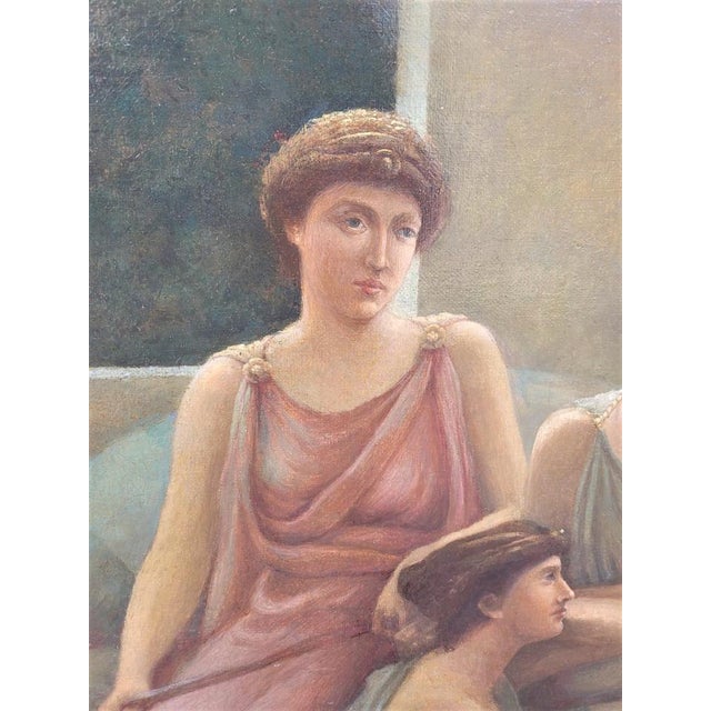 Neoclassical Scene Depicting Young Emperor with Muses, 19th Century, Large Oil on Canvas, Framed For Sale - Image 3 of 18