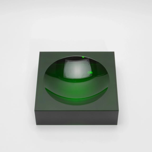 Green Crystal Convex Bowl by Ka Glass For Sale In Los Angeles - Image 6 of 7