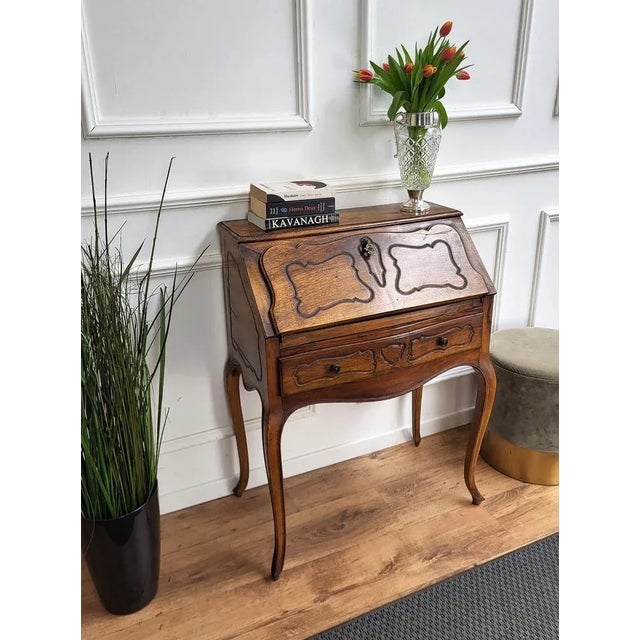 1960s French Slant Front Secretaire in Walnut, 1960s For Sale - Image 5 of 9