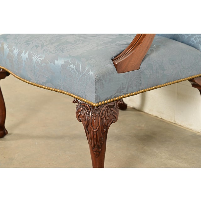 Kittinger Chippendale Carved Mahogany Open Arm Library Chair For Sale - Image 10 of 18