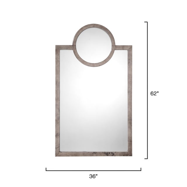 Contemporary Keystone Mirror, Dove Ash Grey Vellum For Sale - Image 3 of 7