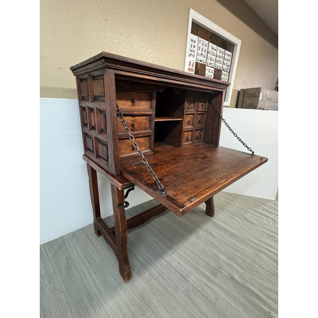 Rustic Spanish Bargueño Secretary Desk With Drawers For Sale - Image 3 of 12