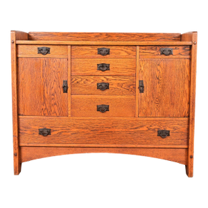 Harvey Ellis for Gustav Stickley Antique Mission Oak Arts & Crafts Sideboard Buffet, Circa 1910
