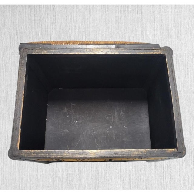 A wonderful vintage bamboo and wicker storage footstool. The top of the foot stool is padded with a weaved wicker...