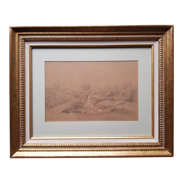 Rousseau Theodore - 1840 - Landscape With Rocks - Large Drawing For Sale