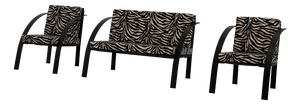 Sofa and Animalier Armchairs with Metal Frames, 1980s, Set of 3
