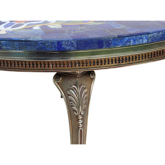 Lapis Lazuli Table with Brass Frame For Sale - Image 16 of 18