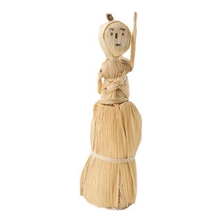 Early 20th Century Corn Husk Mother and Child Figurine For Sale