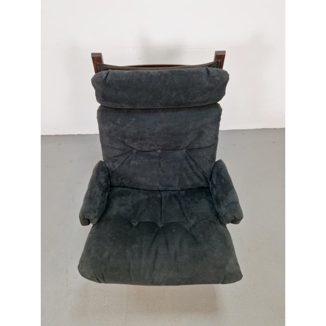 Vintage Black Alcantara Lounge Chair by Bruno Mathsson for Dux, 1960s For Sale - Image 10 of 11