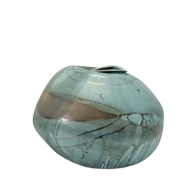 Large Mid-Century Turquoise Ceramic Vase, 1960s For Sale - Image 11 of 11