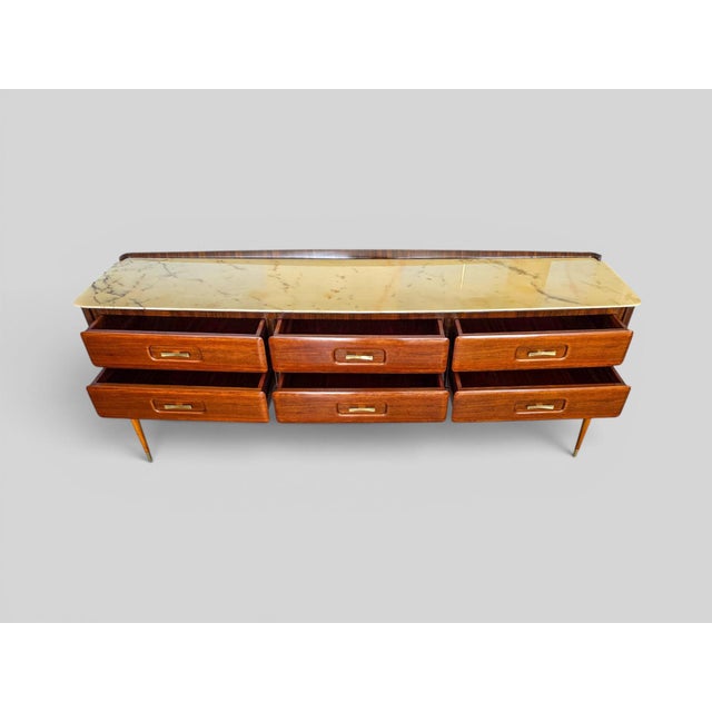 Brown Mid-Century Italian Teak and Marble Sideboard in the style of Osvaldo Borsani, 1950s For Sale - Image 8 of 17