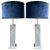 Large Marble and Copper Table Lamps with Velvet Shade from Hilton Hotel, 1980s, Set of 2 For Sale