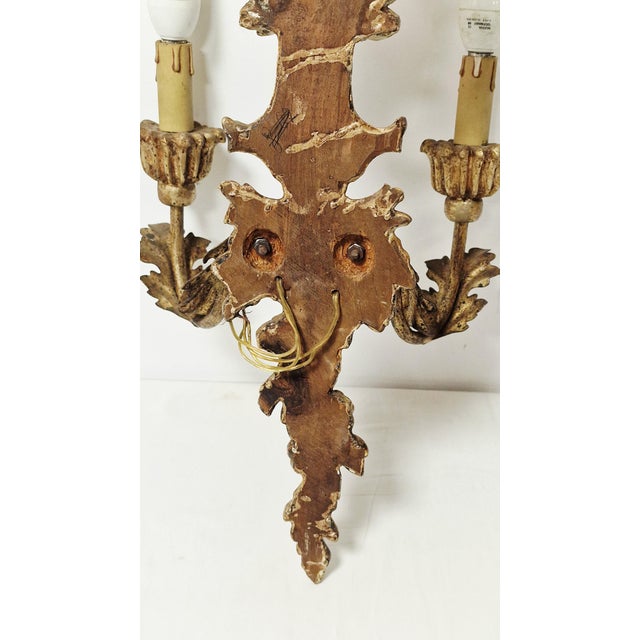 Hand-Carved Wood Wall Lamps, 1890s, Set of 2 For Sale - Image 11 of 13