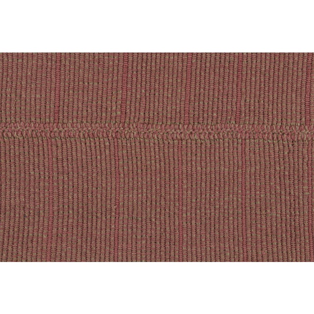 Rug & Kilim’s Modern Kilim Rug With Textural Stripes in Pink With Beige Accents For Sale In New York - Image 6 of 7