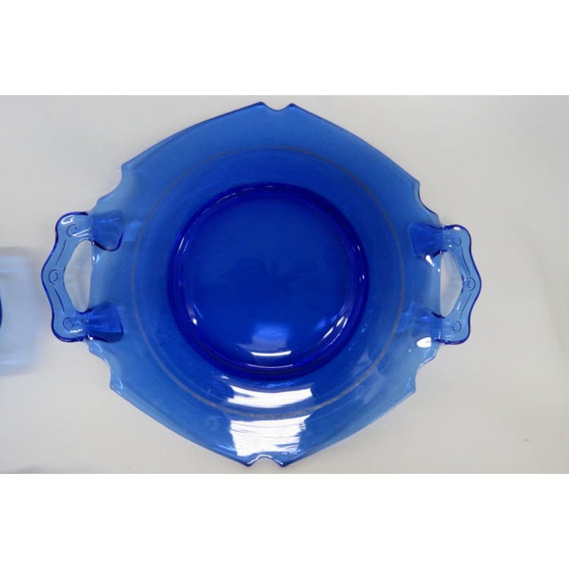 Early 20th Century Early 20th Century Le Smith Mount Pleasant Cobalt Blue Glass Plates With Handles Set of Five For Sale - Image 5 of 18
