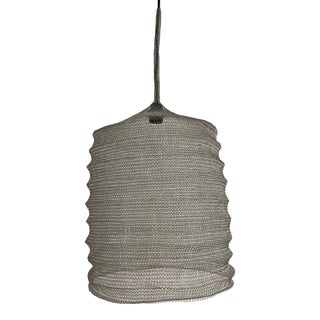 21st Century Handcrafted Knitted Lamp Wavy Bell in Silver Color, D35cm For Sale