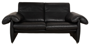 DS 10 Leather Two Seater Black Sofa from de Sede