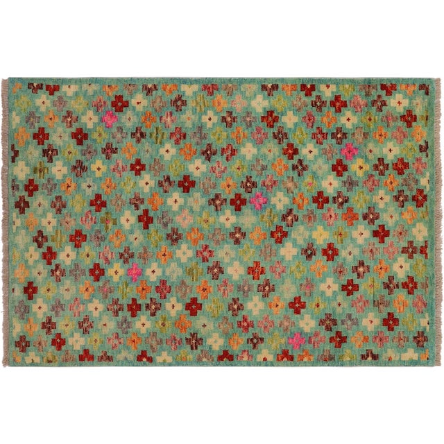 Shabby Chic Balochi Blue/Rust Wool Rug - 3'2''x5'1'' For Sale - Image 10 of 11