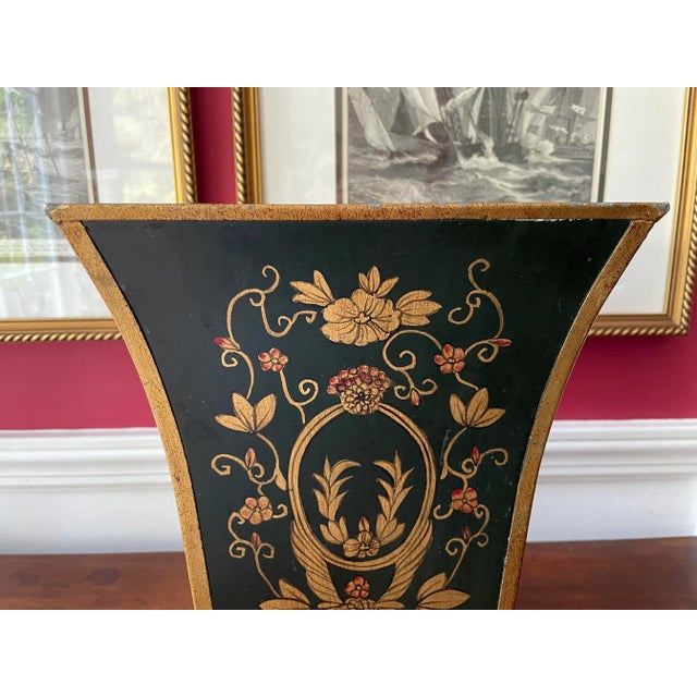 Mid 20th Century Vintage Italian Hand Painted Cachepot With Lion Ring Handles For Sale - Image 5 of 13