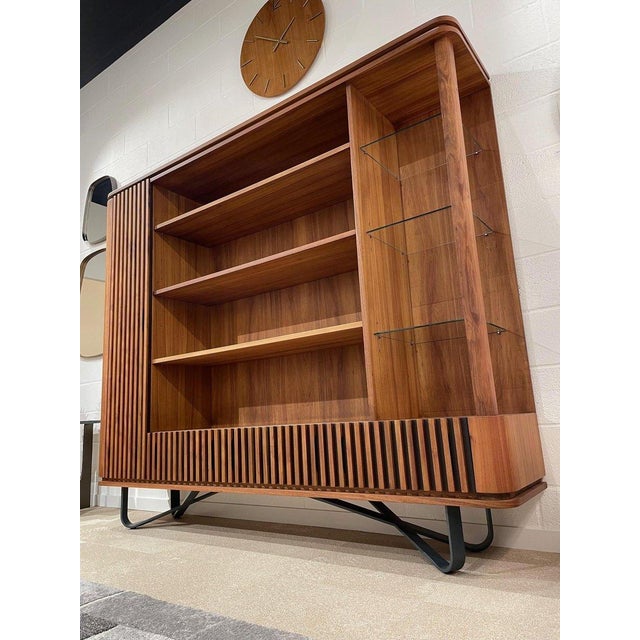 Mid-Century Modern Art Deco Style Wooden Bookcase For Sale - Image 3 of 18