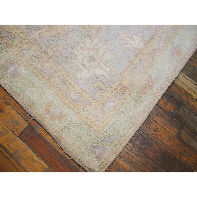 1930s White Cream Floral Antique Indian Cotton Agra Rug 6'4" X 7'10" Handknotted Wool Carpet For Sale In New York - Image 6 of 6
