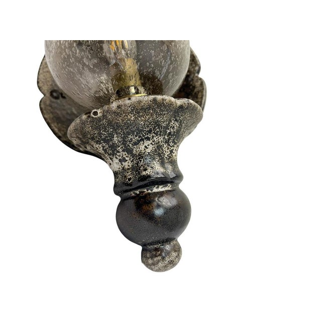 Fat Lava Ceramic Wall Lamp with Speckled Glass, 1960s For Sale - Image 6 of 10