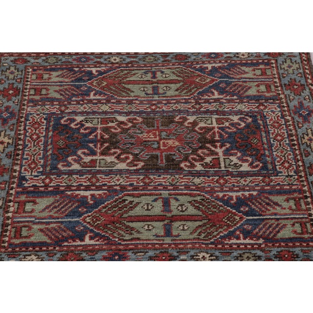 Rug & Kilim Rug & Kilim’s Kazak Inspired Square Rug in Red and Blue Tribal Pattern For Sale - Image 4 of 8