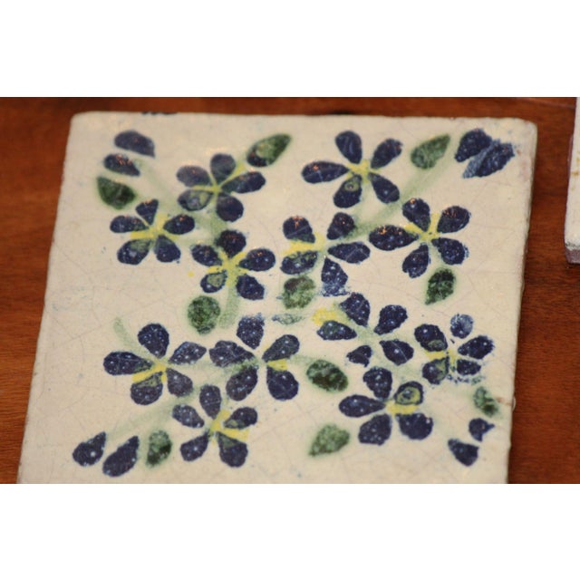 Ceramic Set of 9 Vintage Hand-Painted Talavera Tiles For Sale - Image 7 of 10