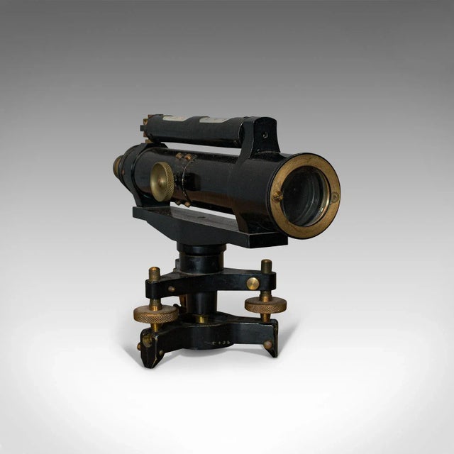 This is an antique surveyor's level. An English, brass scientific instrument by J. Halden & Sons of Manchester, dating to...