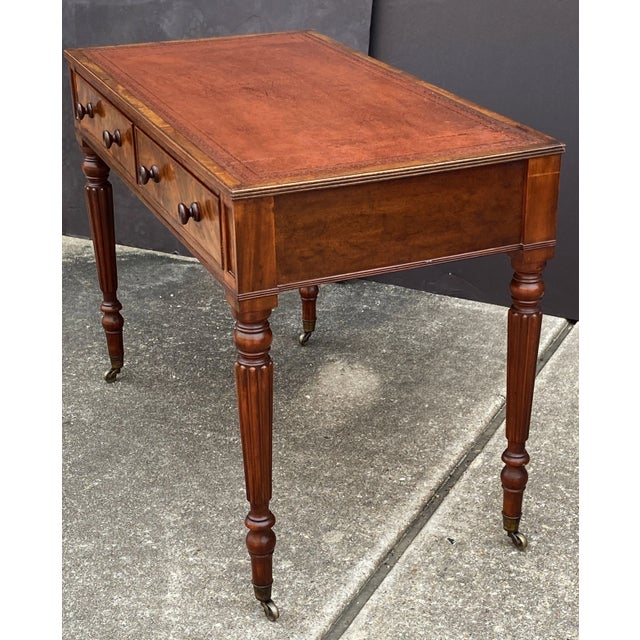 Regency Period Writing Table or Desk of Mahogany With Leather Top For Sale In Austin - Image 6 of 12