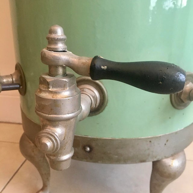 Wood Vintage Mid-Century Jade Green Coffee Urn For Sale - Image 7 of 12