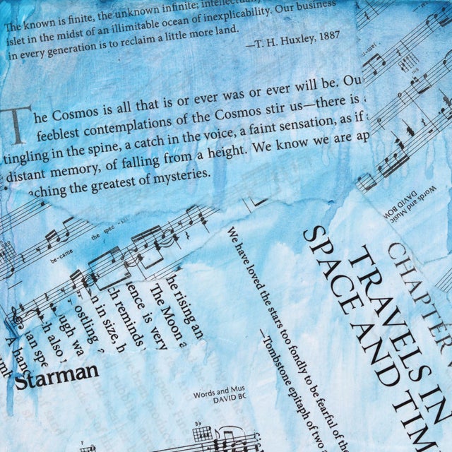 Robert Lebsack creates artworks using mixed media with ink, acrylic, and charcoal on archival copies of newspapers,...